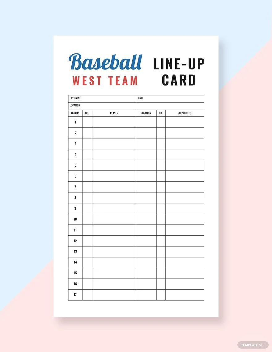 10+ Baseball Line Up Card Templates - Doc, Pdf for FREE Printable Batting Lineup Sheets
