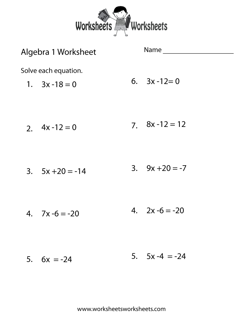 10 Best Algebra Worksheets Ideas | Algebra Worksheets, Algebra within FREE Printable Basic Algebra Worksheets