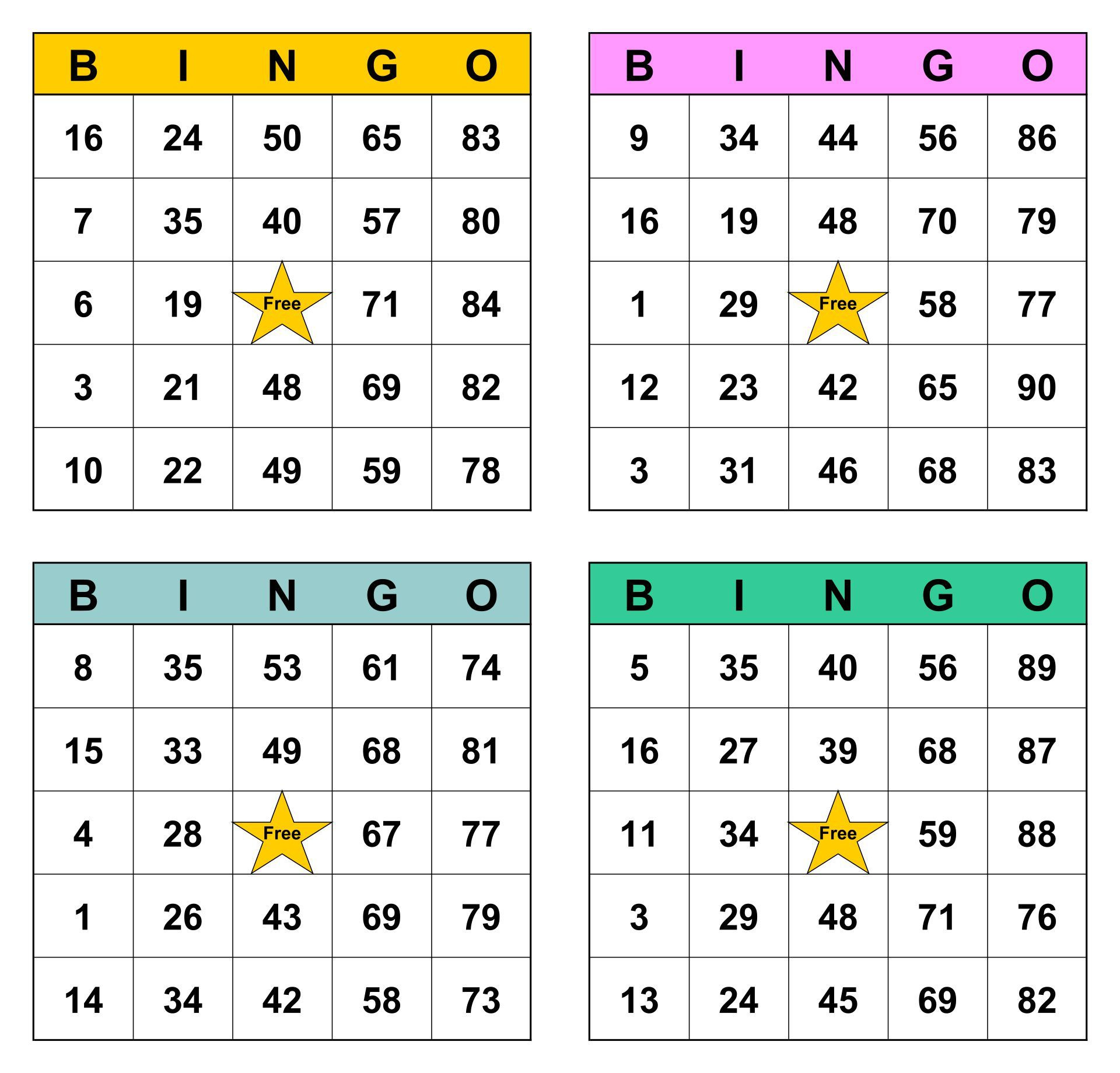 10 Best Free Printable Number Bingo Cards - Printablee 40 inside Free Printable Bingo Cards 4 Per Page