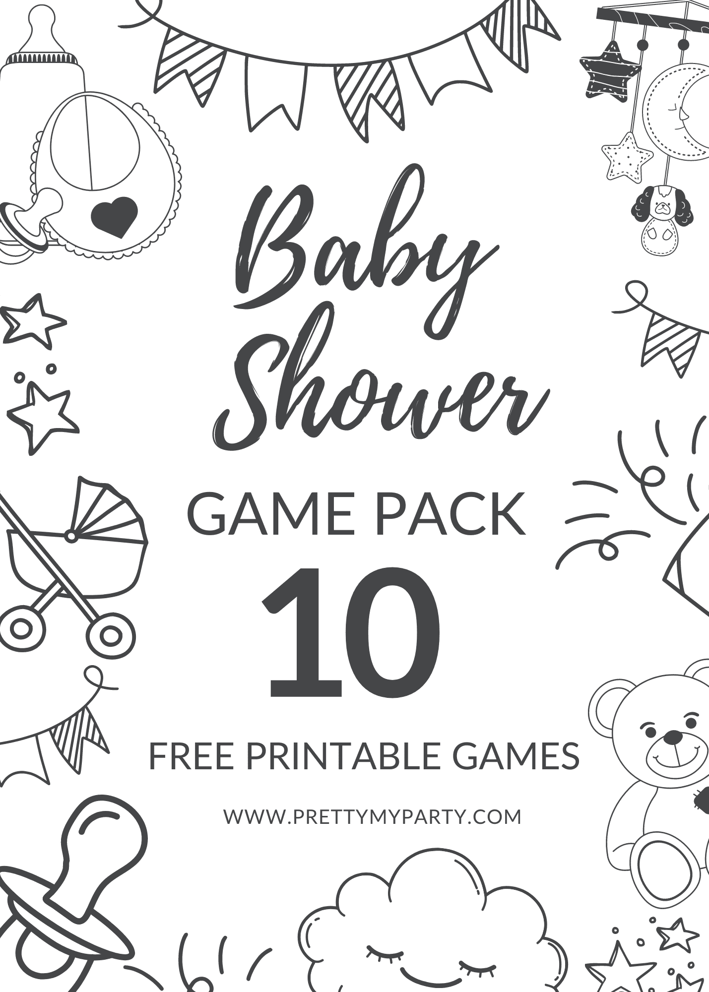 10 Free Printable Baby Shower Games You Can Print And Play throughout Free Printable Baby Shower Games Black And White