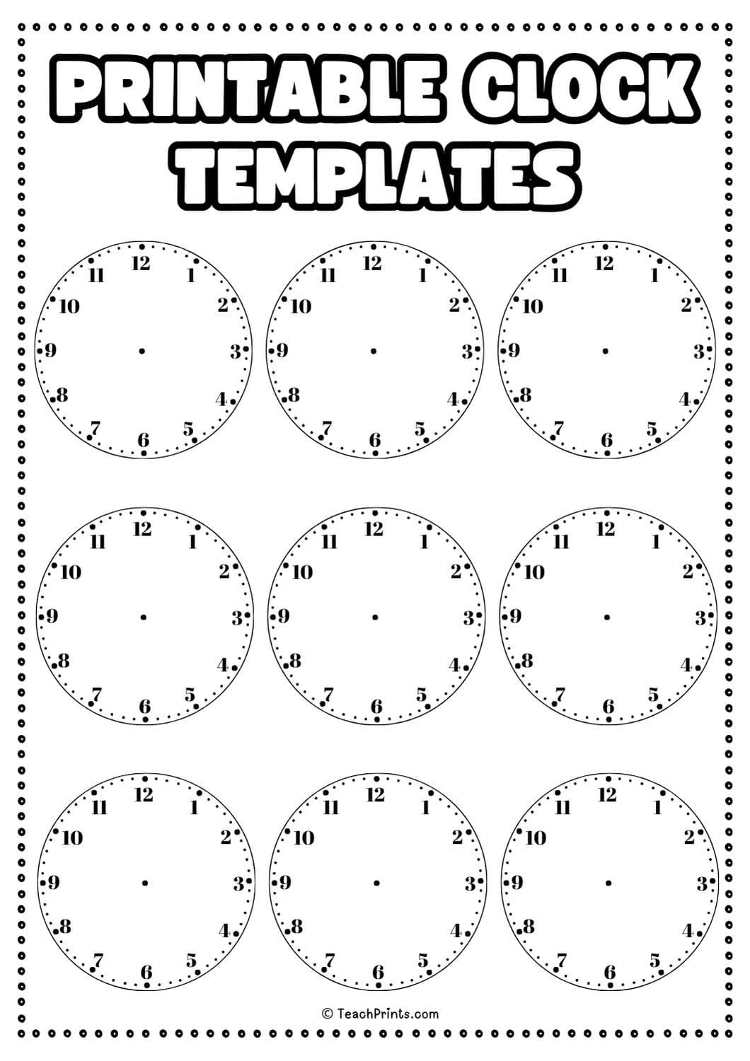 10 Free Printable Clock Face Worksheets - Teach Prints within FREE Printable Blank Clock Faces Worksheet
