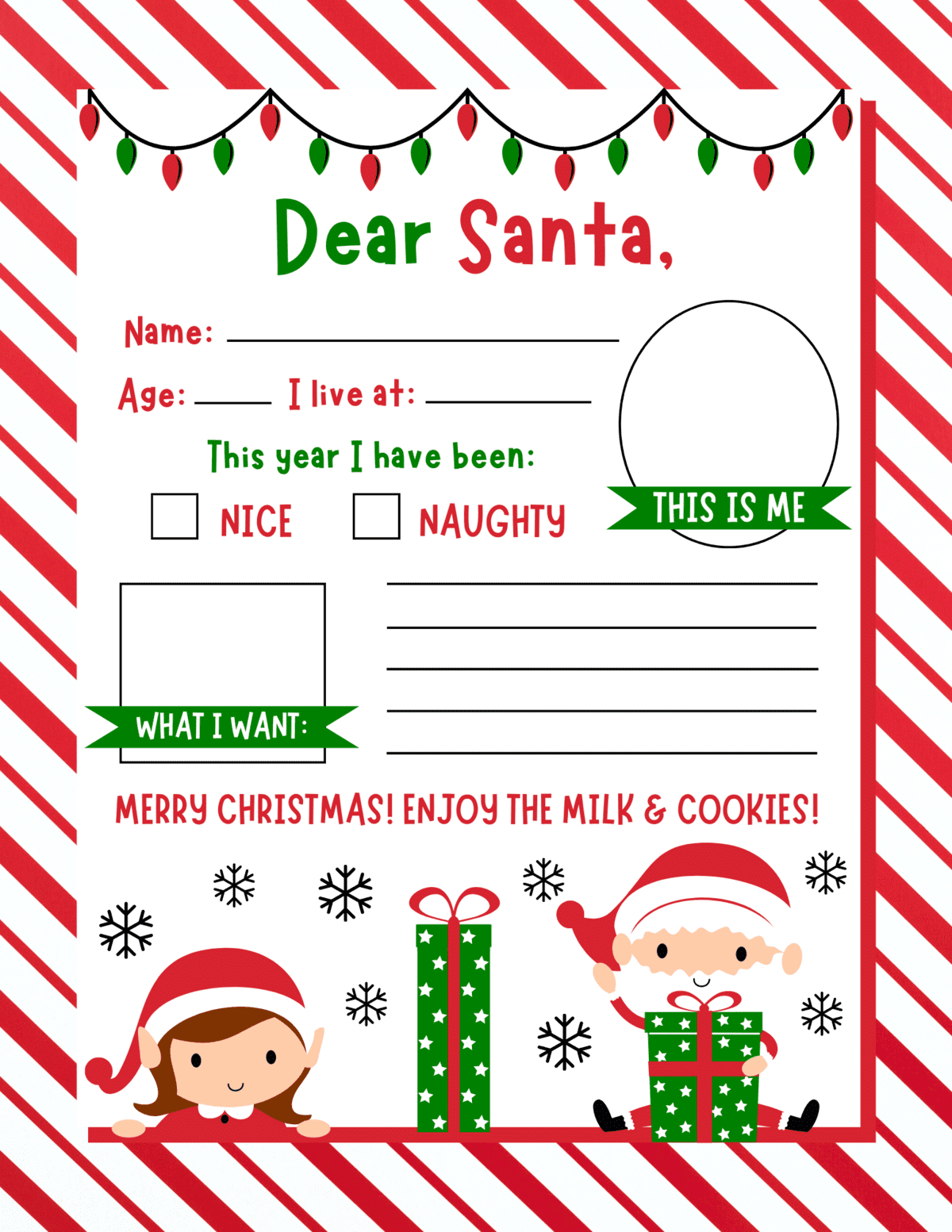 10 Free Printable Letters To Santa Templates - Prudent Penny Pincher within FREE Printable Blank Letters to Santa