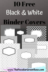 10 Free Variety Black &amp; White Binder Covers - The Peculiar Green Rose intended for Free Printable Binder Covers Black And White