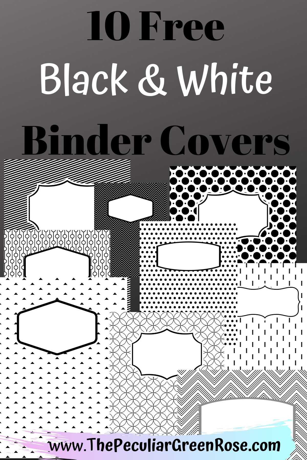 10 Free Variety Black &amp;amp; White Binder Covers - The Peculiar Green Rose intended for Free Printable Binder Covers Black And White