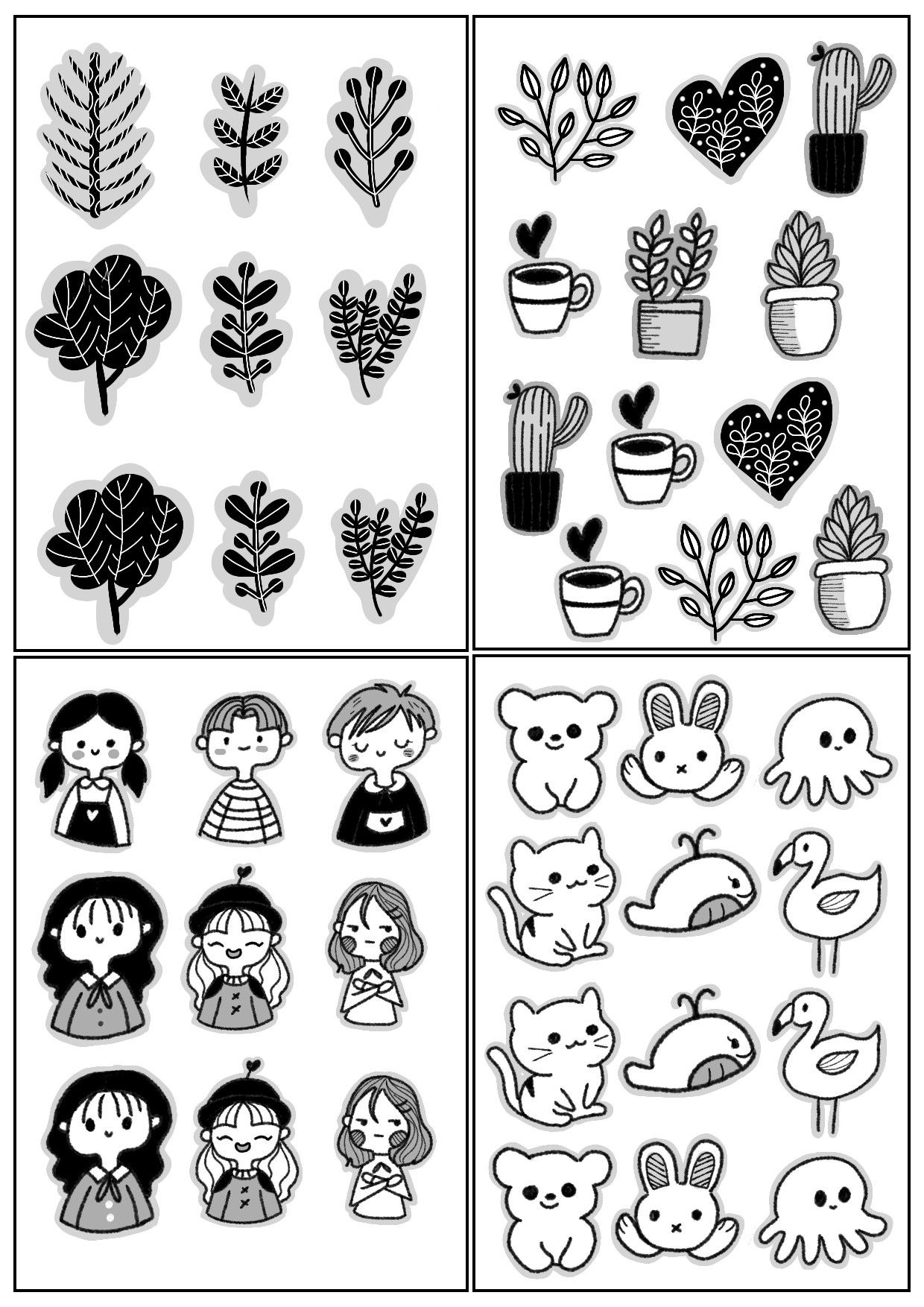 12 Black And White Journal Material Ideas | Black And White regarding Free Printable Black And White Stickers