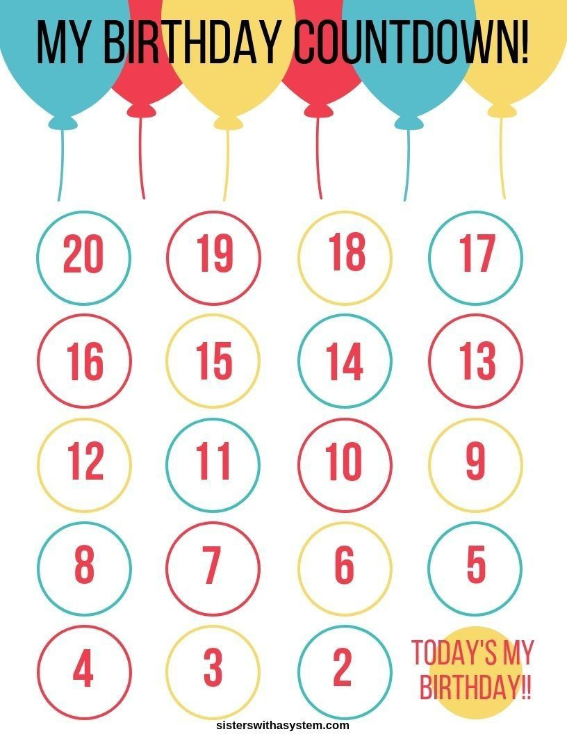 12 Free Printable Birthday Countdown Ideas | Birthday Countdown throughout FREE Printable Birthday Countdown Calendar