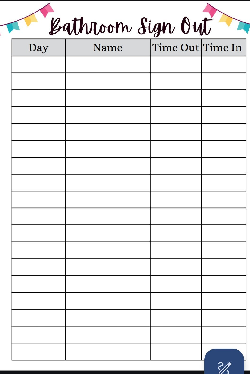 12-Style Bathroom Sign-Out Sheet For Classrooms – Printable &amp;amp; Easy pertaining to FREE Printable Bathroom Sign Out Sheet For Classroom
