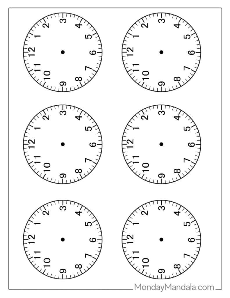 14 Printable Clock Faces (Free Pdfs To Download &amp;amp; Print) intended for Free Printable Blank Clock Faces