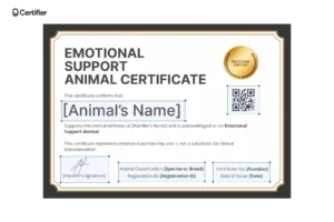 15 Blank Esa Certificate Templates regarding Free Printable Blank Emotional Support Animal Certificate
