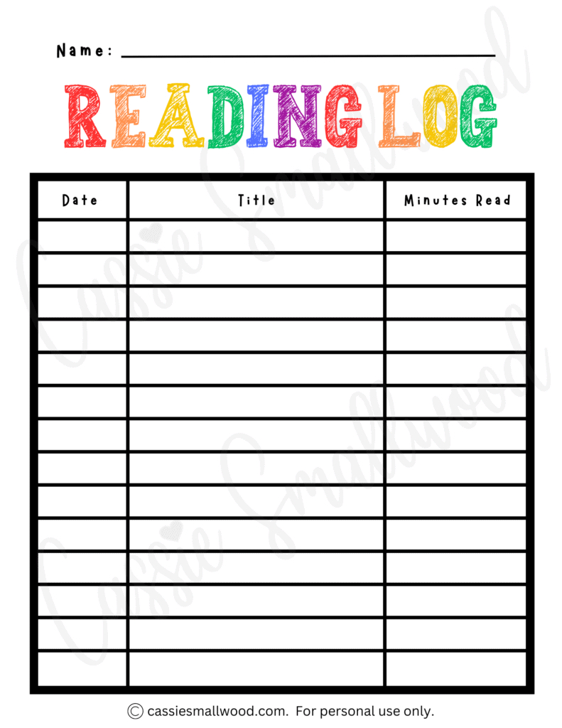 17 Cute Reading Logs {Free Printable} - Cassie Smallwood intended for FREE Printable Ar Reading Logs