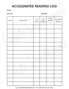 17 Cute Reading Logs {Free Printable} - Cassie Smallwood regarding Free Printable Ar Reading Logs