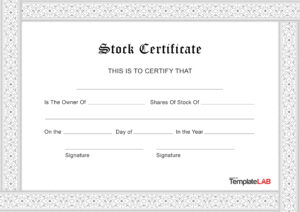 19 Free Stock Certificate Templates (Word, Pdf) ᐅ Templatelab with Free Printable Blank Stock Certificates