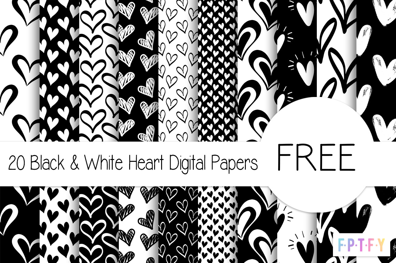 20 Free Black And White Heart Digital Papers - Free Pretty Things intended for Free Printable Black And White Scrapbook Paper
