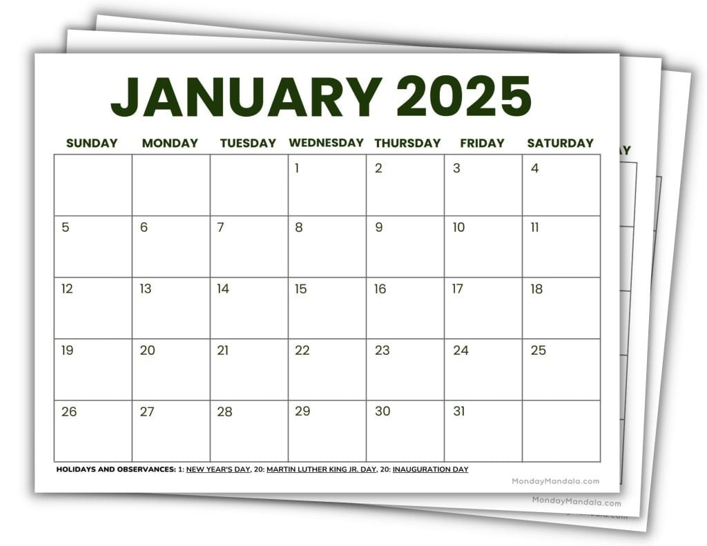 2025 Printable Calendars (56 Free Pdf Printables) inside Free Printable Blank Calendars 2025