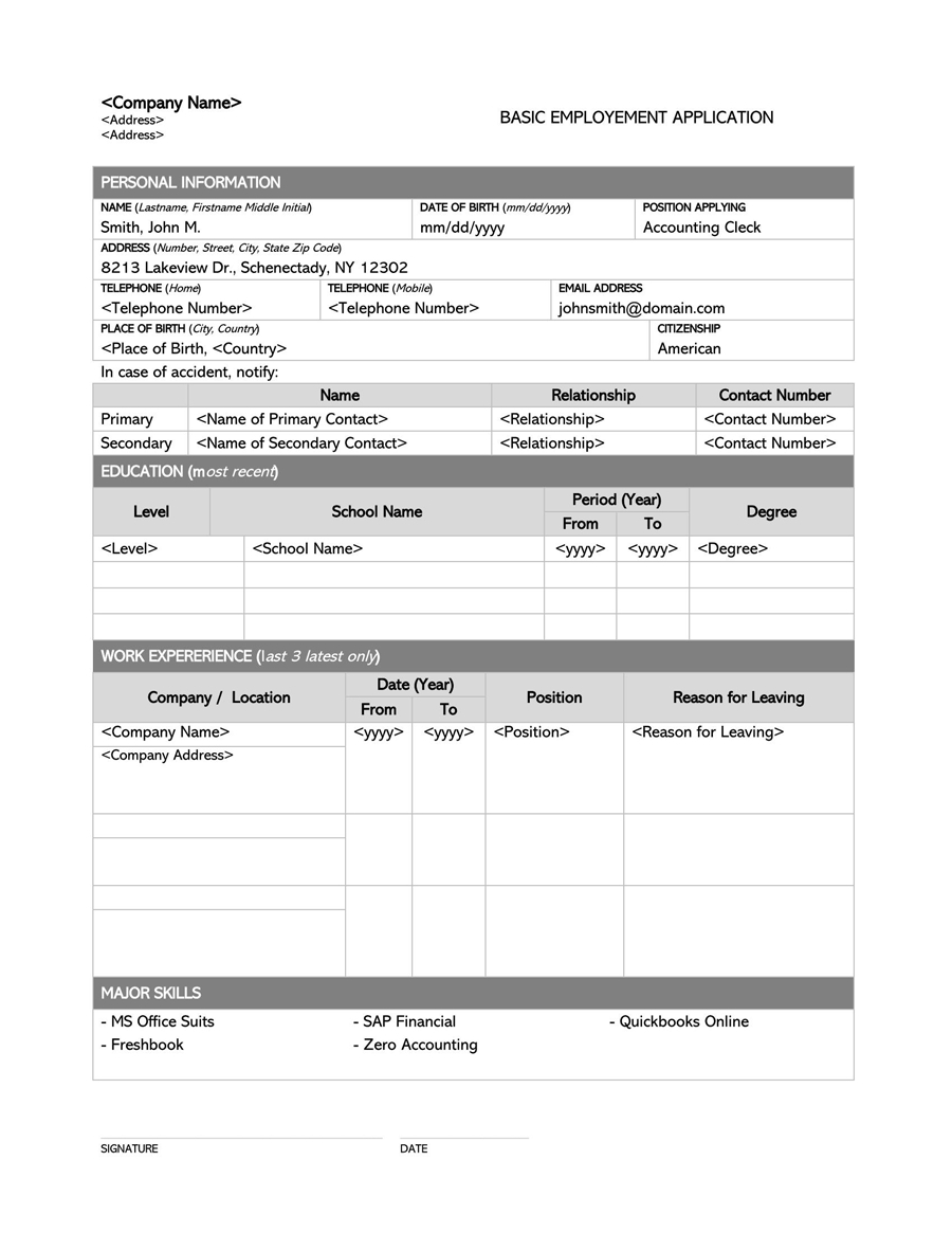 22 Free Job Application Forms (Templates) - Word, Pdf inside Free Printable Blank Job Application Form Word Document