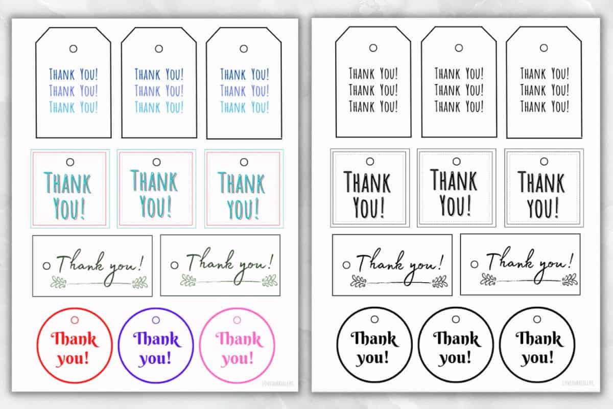 22 Free Printable Thank You Gift Tags (For Gifts &amp;amp; Cards) ⋆ Love for Free Printable Birthday Thank You Tags For Favors