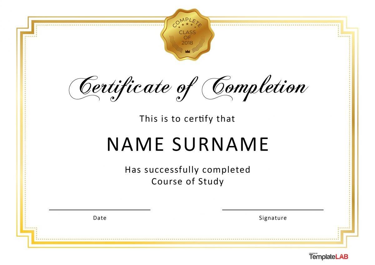23 Free Certificate Of Completion Templates [Word, Powerpoint] regarding FREE Printable Blank Certificate of Completion