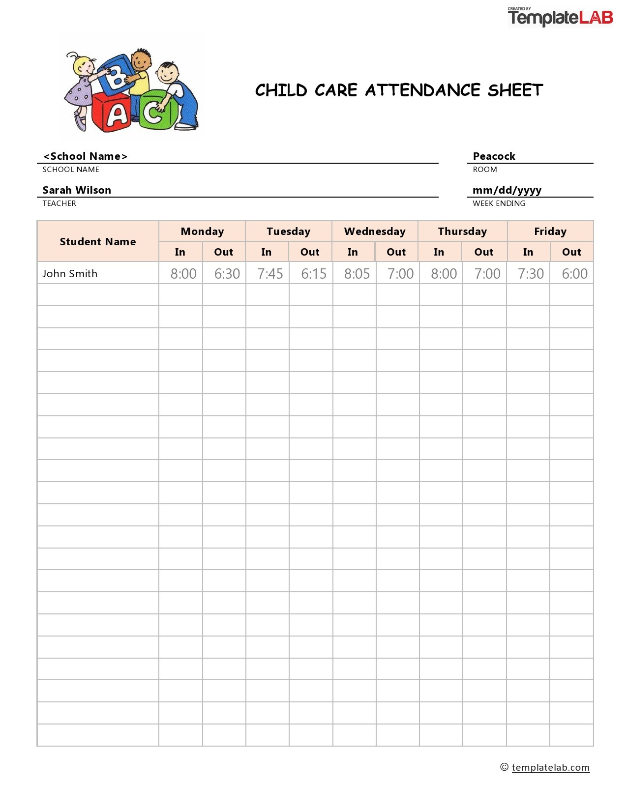 23 Free Printable Attendance Sheet Templates [Word/Excel] inside FREE Printable Attendance Sheet For Daycare