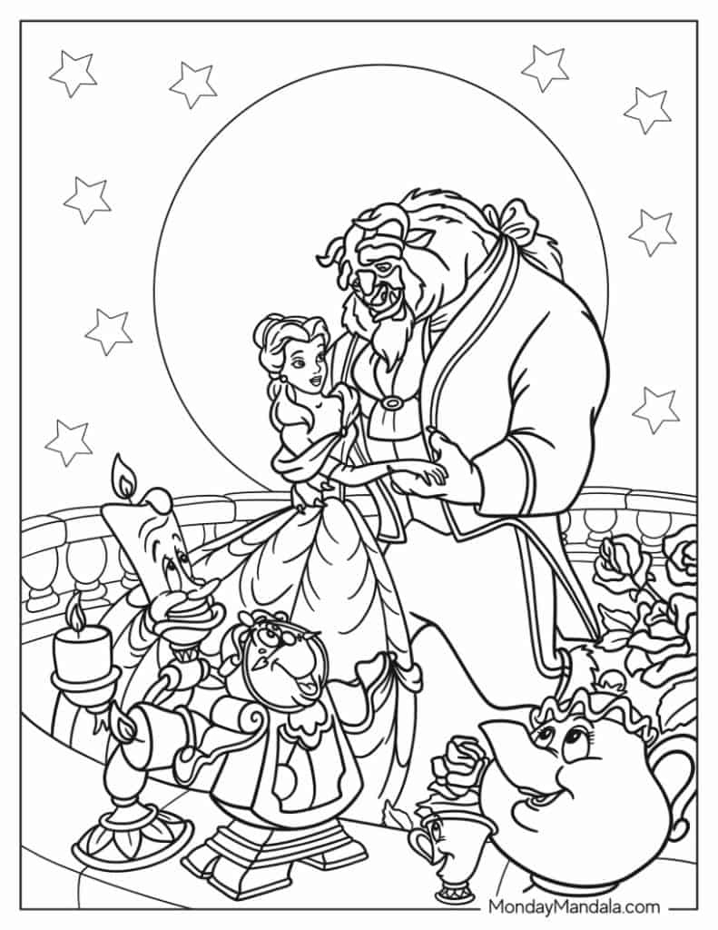 26 Beauty And The Beast Coloring Pages (Free Pdf Printables) intended for Free Printable Beauty And The Beast