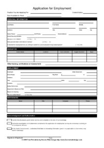 27 Basic Employment Application Templates [Free] in FREE Printable Blank Employment Application