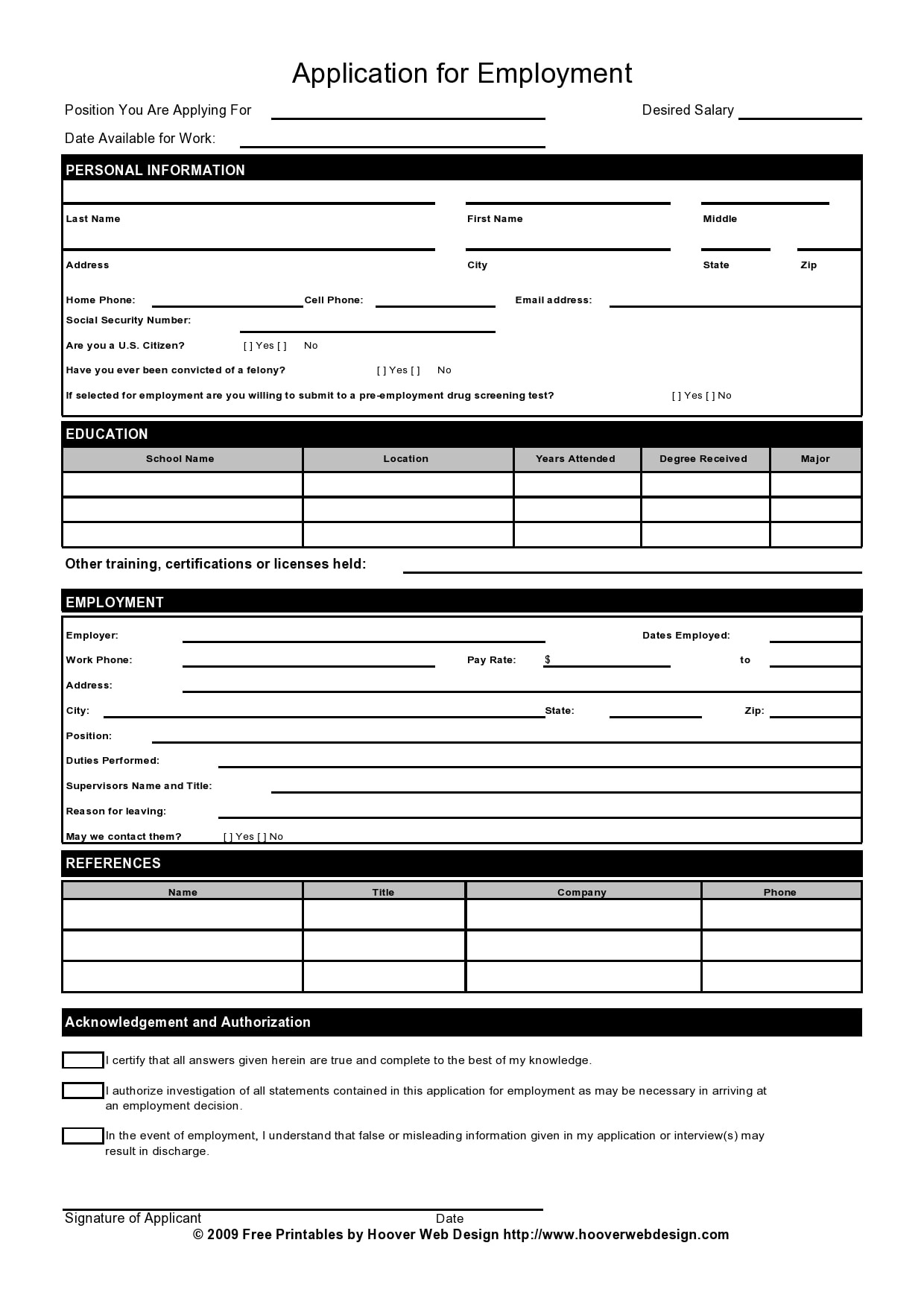 27 Basic Employment Application Templates [Free] in FREE Printable Blank Employment Application