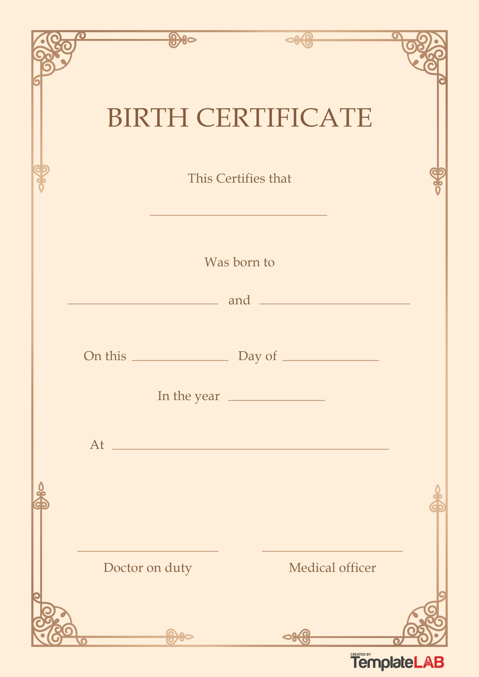 27 Birth Certificate Templates (Word, Ppt &amp;amp; Pdf) ᐅ Templatelab with Free Printable Birth Certificate Template