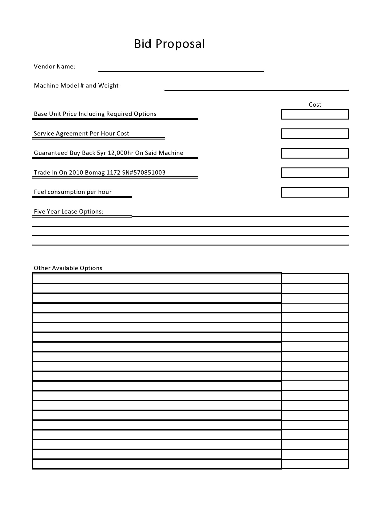 28 Free Bid Proposal Templates &amp;amp; Forms - Templatearchive for FREE Printable Bid Proposal Forms