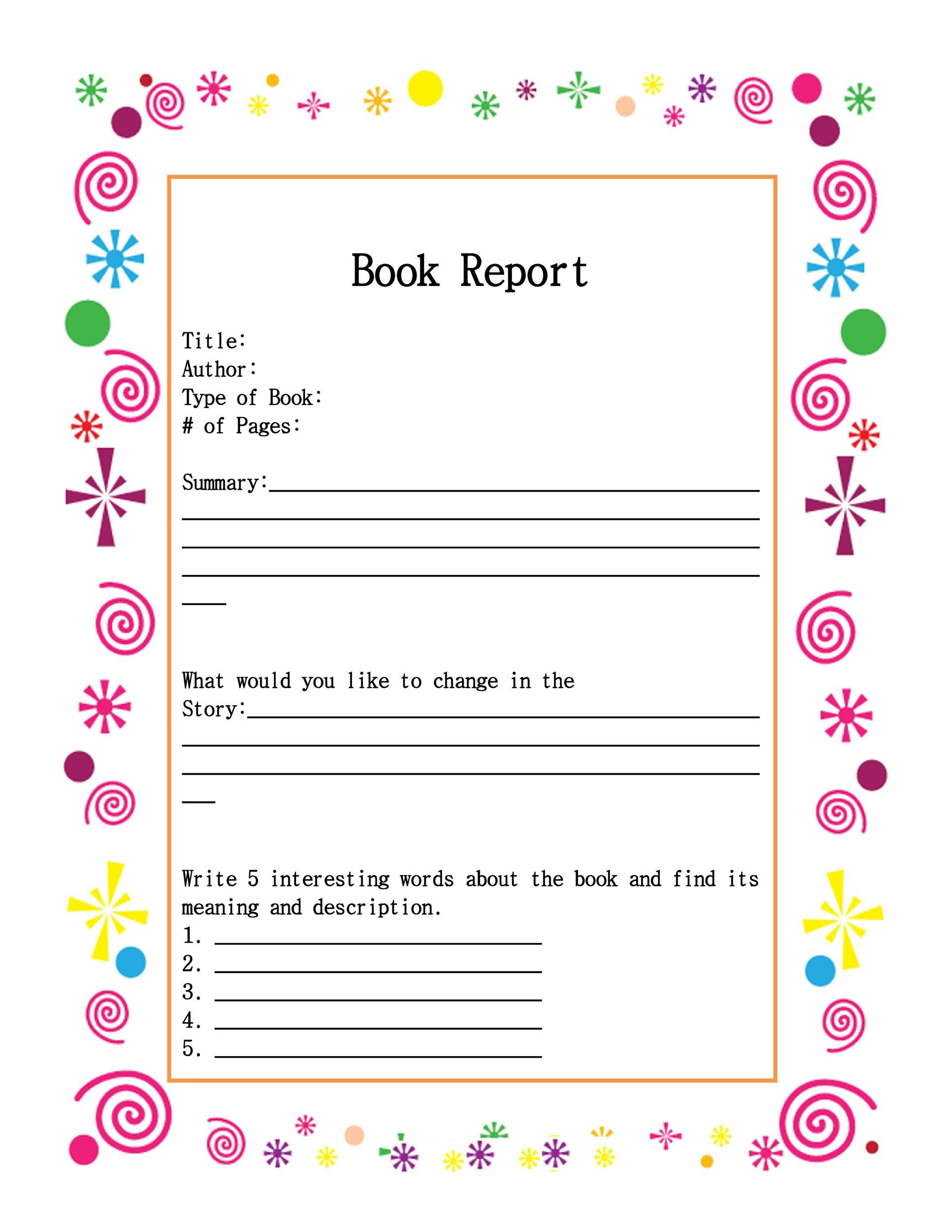 30 Book Report Templates &amp;amp; Reading Worksheets throughout FREE Printable Book Report Forms For Elementary Students