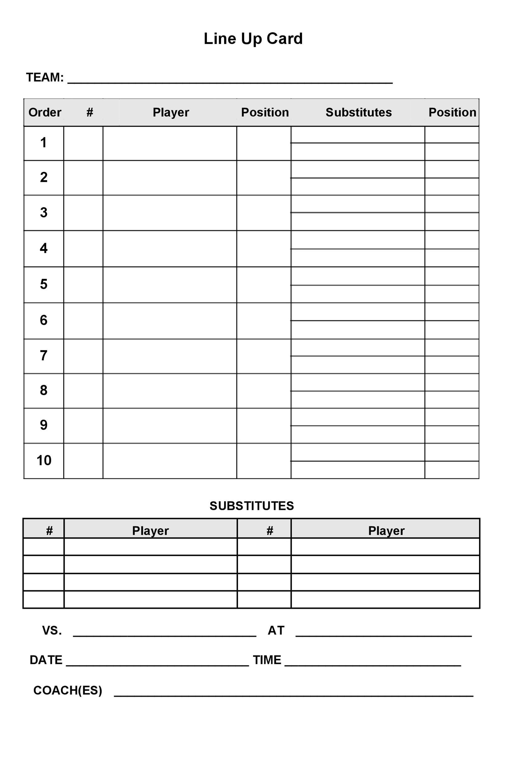33 Printable Baseball Lineup Templates [Free Download] ᐅ Templatelab within Free Printable Baseball Lineup Sheets