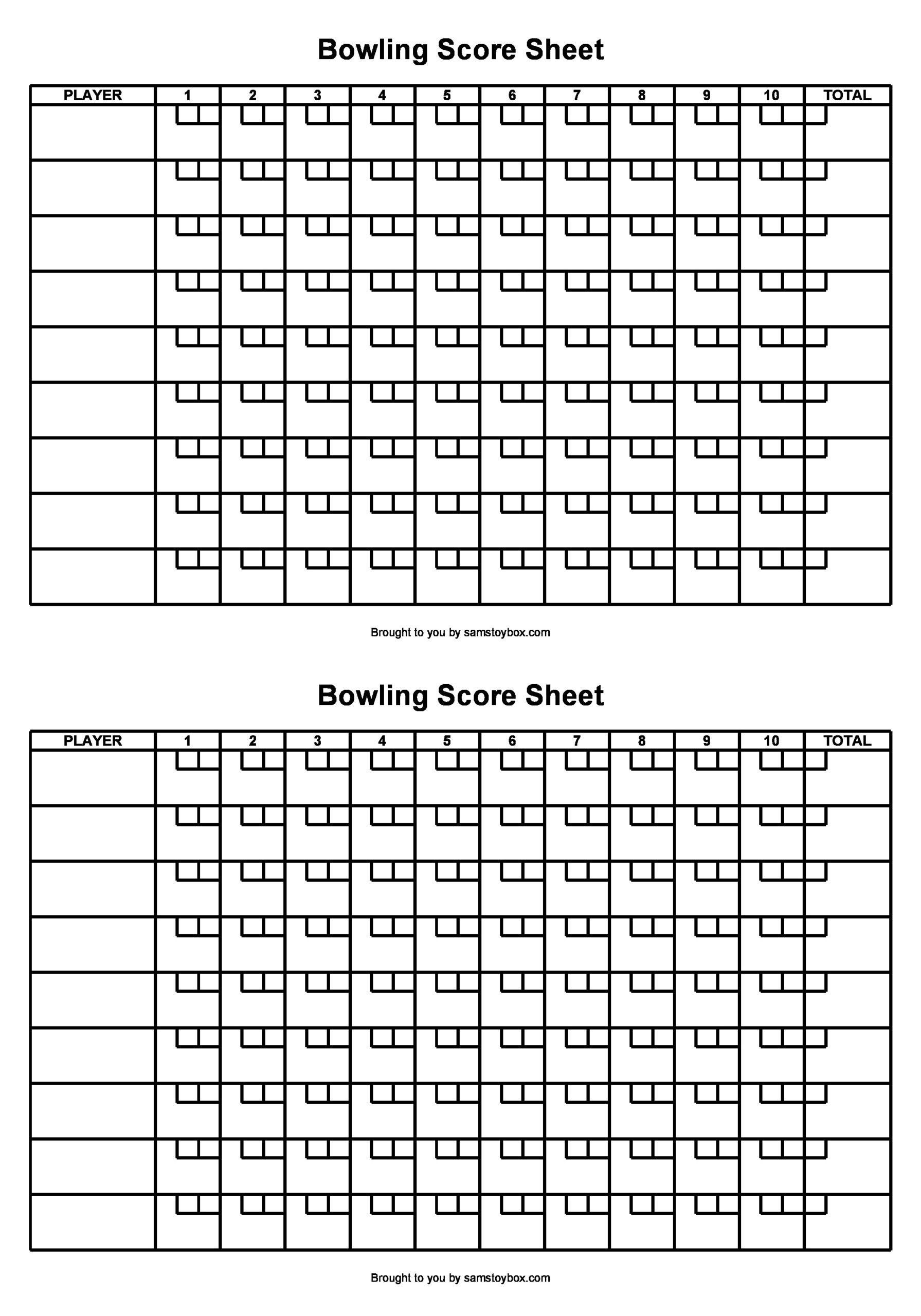 36 Printable Bowling Score Sheet Templates [&amp;amp; Examples] with regard to Free Printable Bowling Score Sheets
