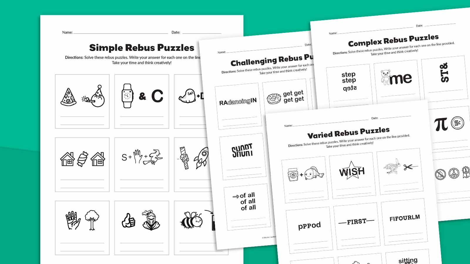 36 Rebus Puzzles With Answers (Free Printable) for Free Printable Brain Teasers For Adults With Answers