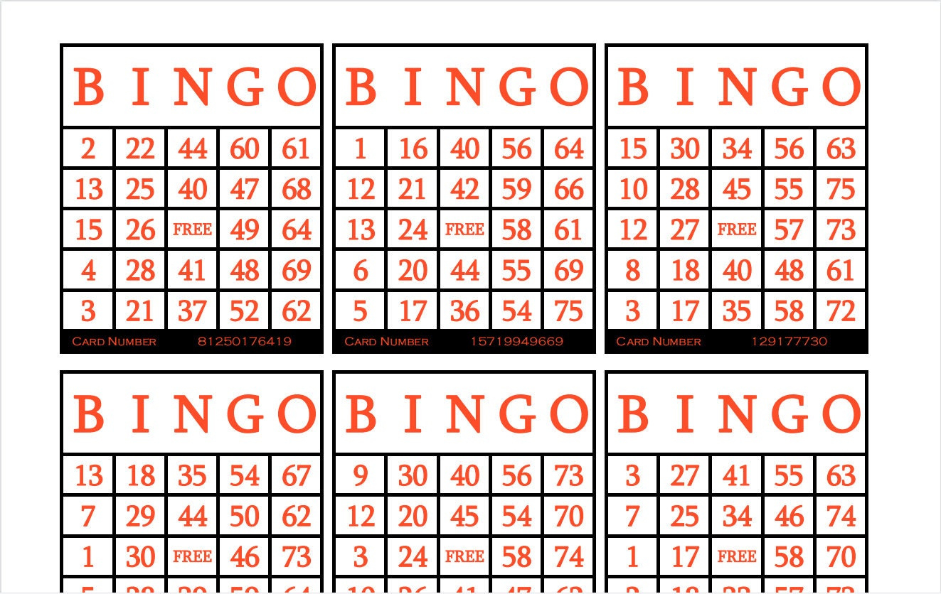 3600 Printable Bingo Cards, 6 Per Page, Large, Activities For inside Free Printable Bingo Cards 6 Per Page