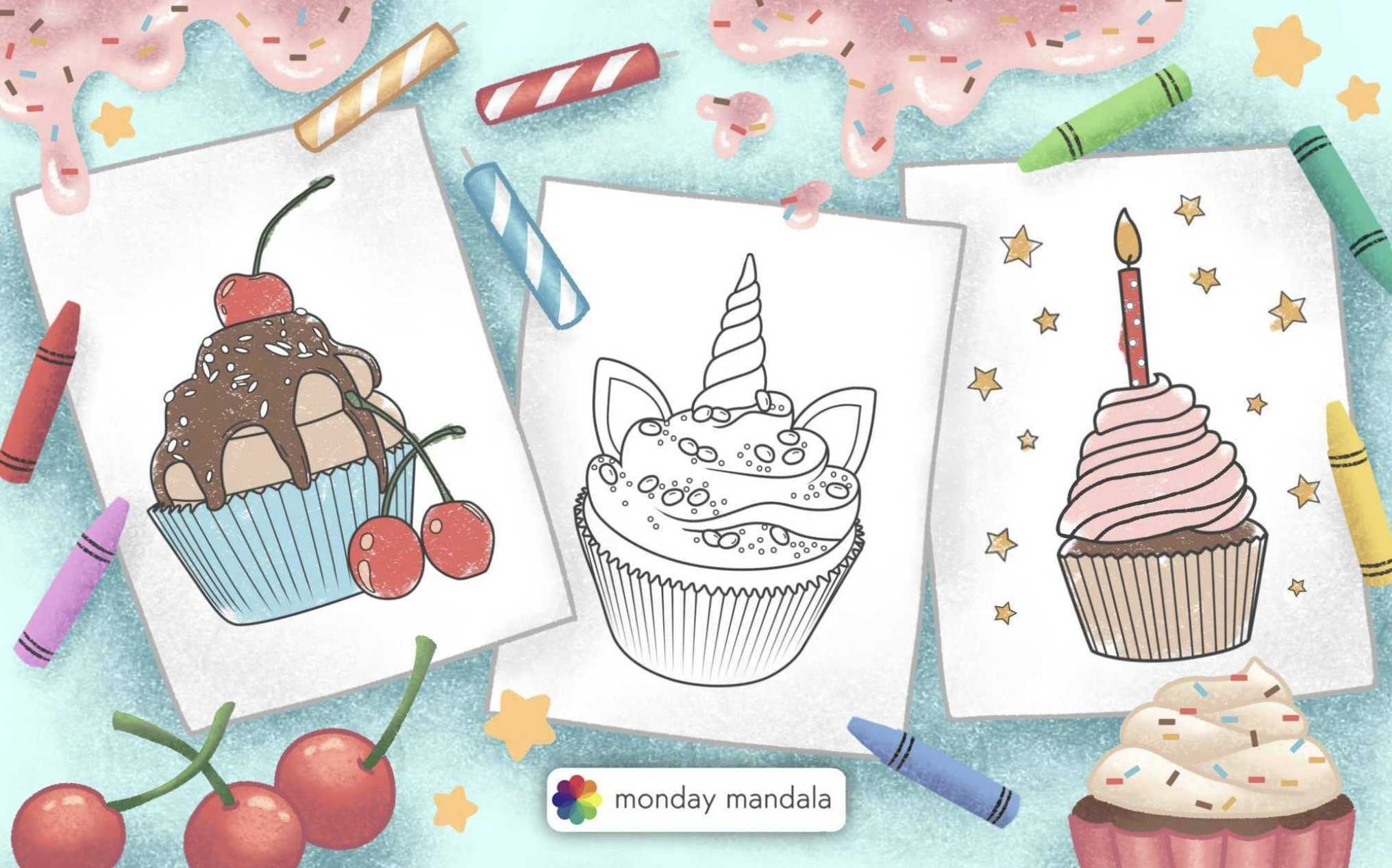 38 Cupcake Coloring Pages (Free Pdf Printables) with Free Printable Birthday Cupcake Template