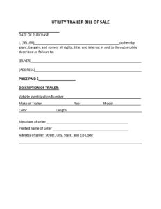 38 Printable Trailer Bill Of Sale Templates [Word] - Templatelab with FREE Printable Bill of Sale For A Trailer