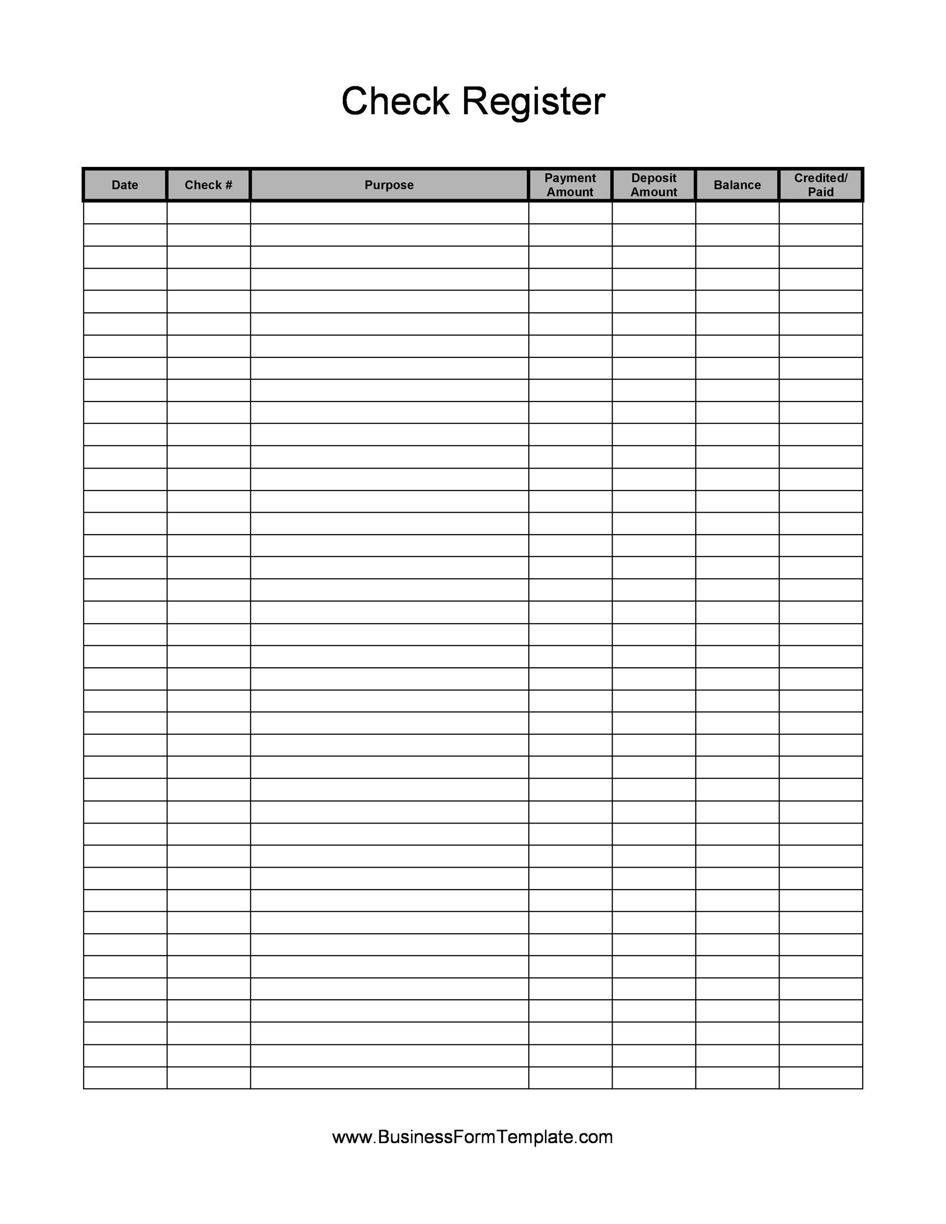 39 Checkbook Register Templates [100% Free, Printable] ᐅ Templatelab for FREE Printable Bank Transaction Register
