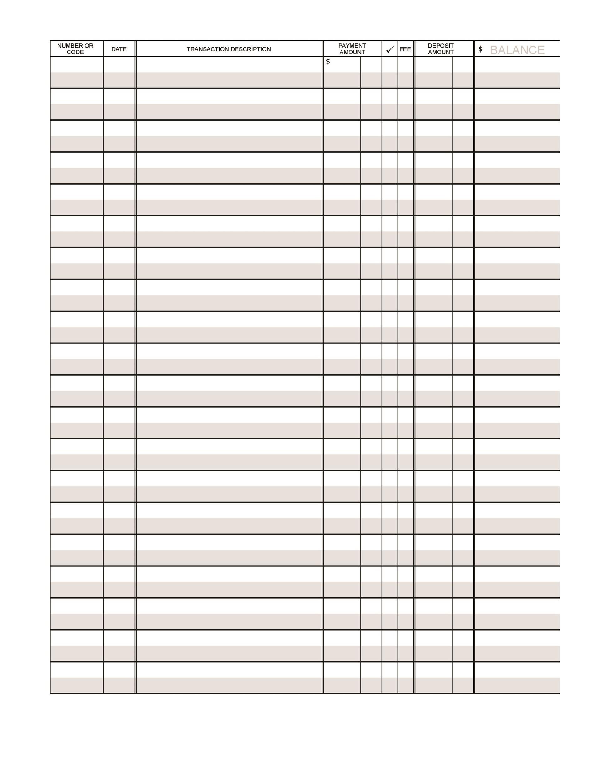 39 Checkbook Register Templates [100% Free, Printable] ᐅ Templatelab throughout Free Printable Bank Register Sheets