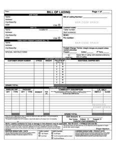 40 Free Bill Of Lading Forms &amp; Templates ᐅ Templatelab in FREE Printable Blank Bill of Lading