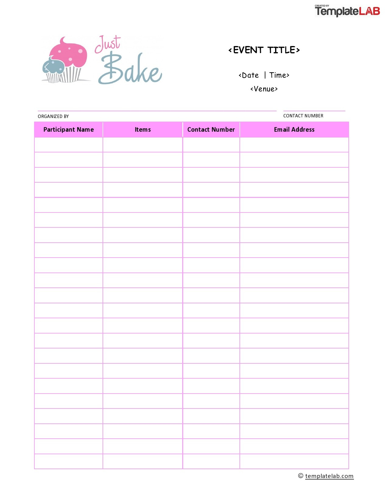 40 Sign Up Sheet / Sign In Sheet Templates (Word &amp;amp; Excel) pertaining to Free Printable Bake Sale Sign Up Sheet