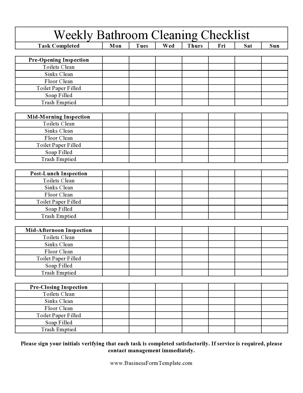 42 Printable Bathroom Cleaning Checklists [Word, Pdf, Excel] for FREE Printable Bathroom Cleaning Log
