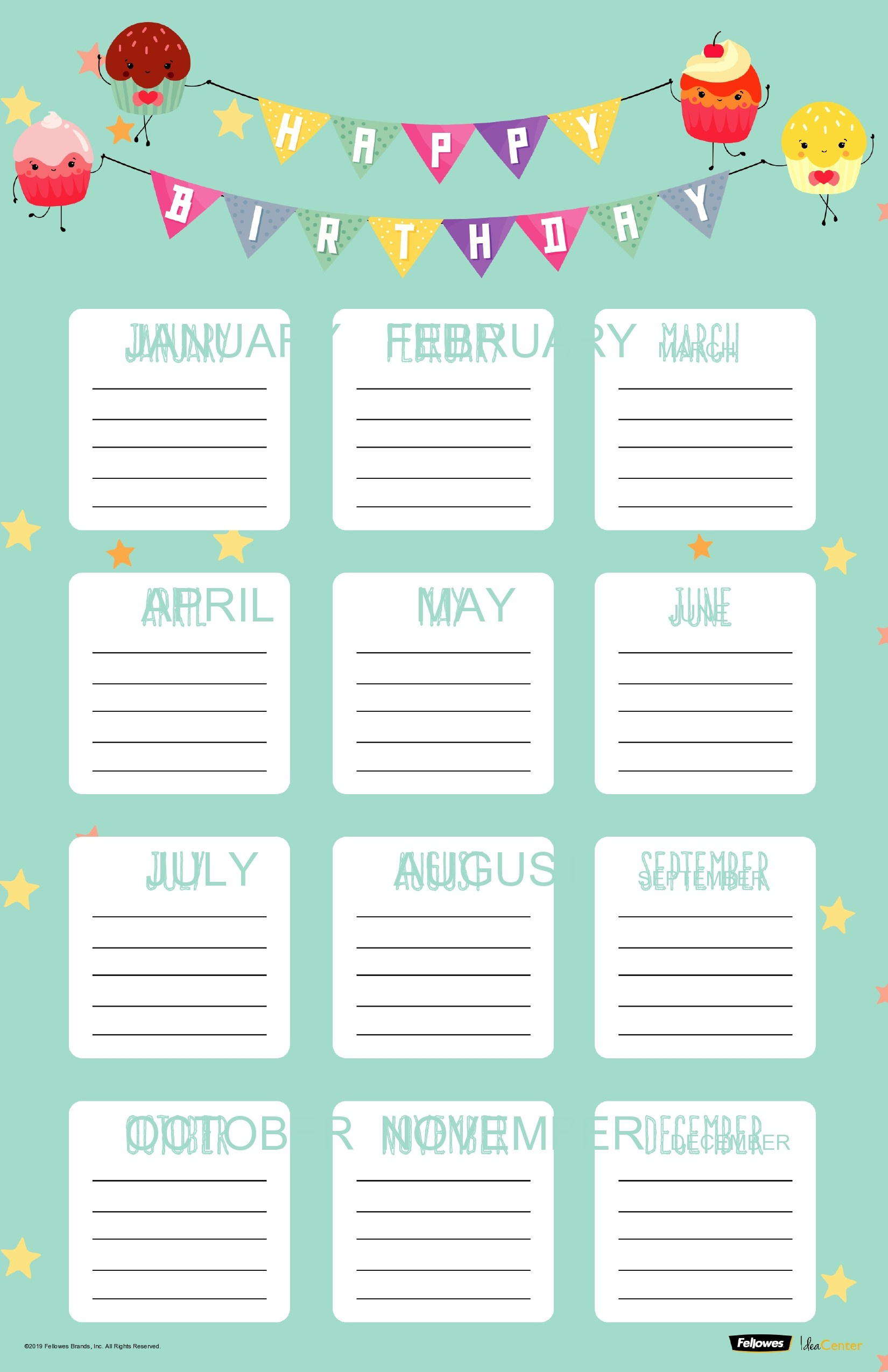 43 Editable Birthday Calendar Templates (100% Free) for Free Printable Birthday Calendar Template