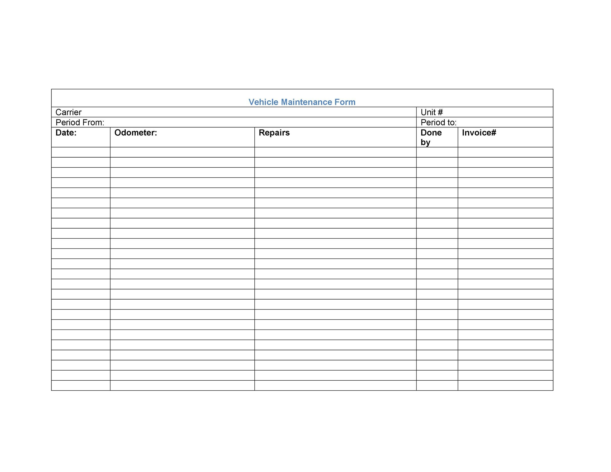 43 Printable Vehicle Maintenance Log Templates ᐅ Templatelab throughout Free Printable Auto Maintenance Log