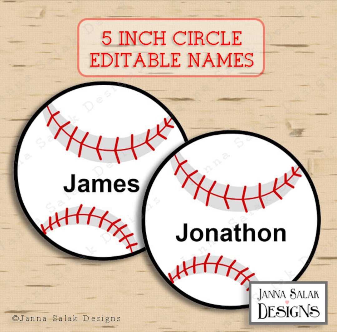 5&amp;quot; Baseball Tags With Editable Names Instant Download Diy Pdf - Etsy pertaining to FREE Printable Baseball Name Tags