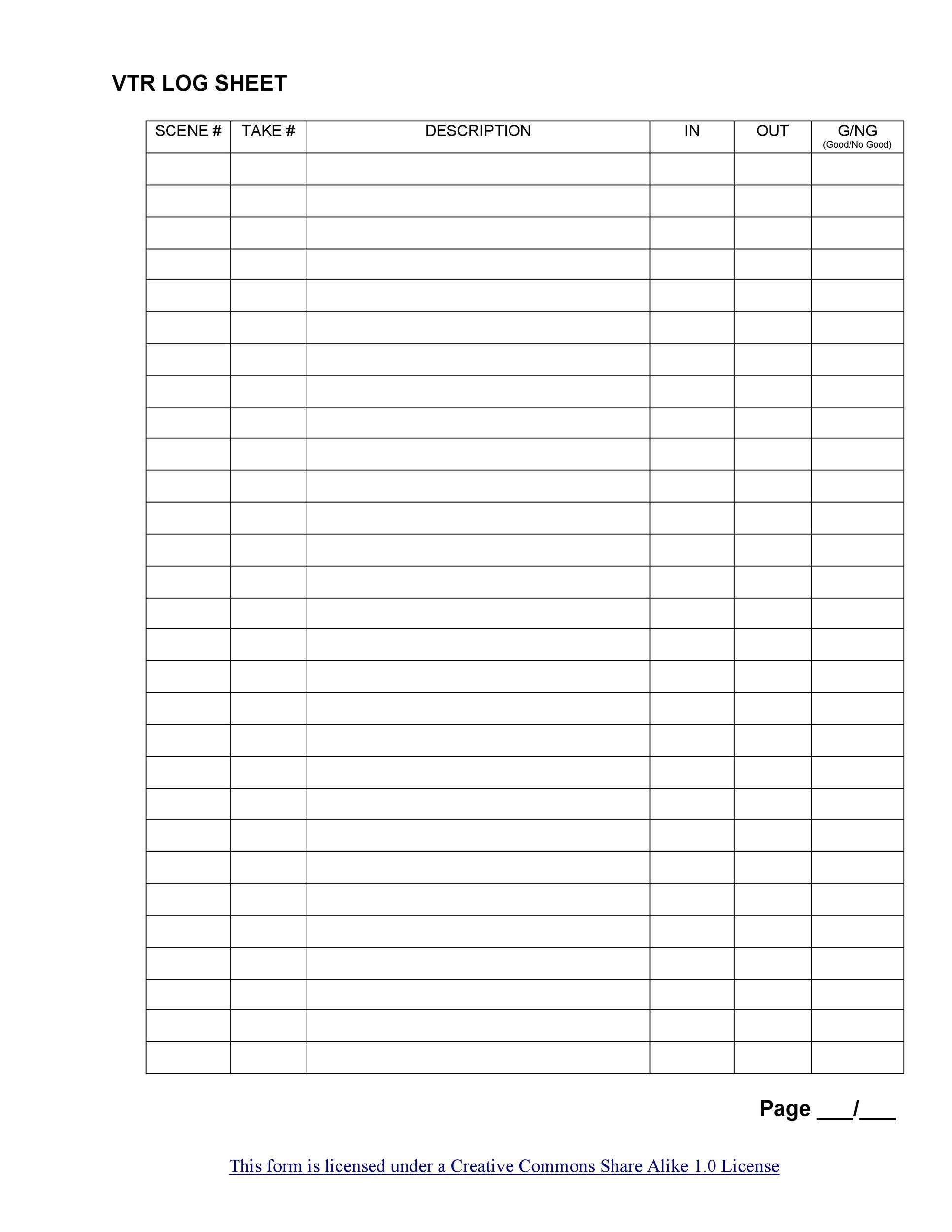 50 Printable Log Sheet Templates [Direct Download] ᐅ Templatelab inside Free Printable Blank Log Sheet Template