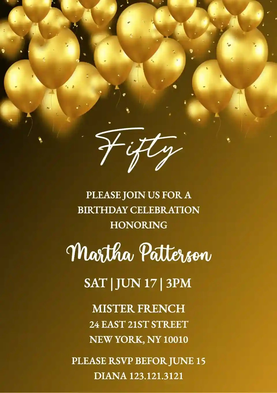 50Th Birthday Celebration - Free Adults Birthday Invitation in FREE Printable Birthday Invitations For 50th Party