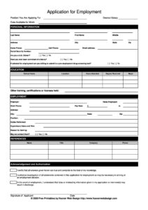 56 Free Employment &amp; Job Application Form Templates [Printable] ᐅ inside Free Printable Blank Job Application Forms
