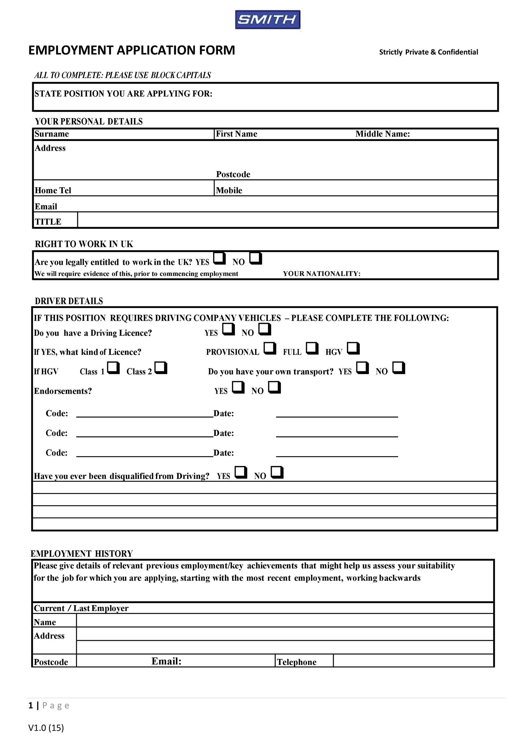 56 Free Employment &amp;amp; Job Application Form Templates [Printable] ᐅ with FREE Printable Basic Job Application Form