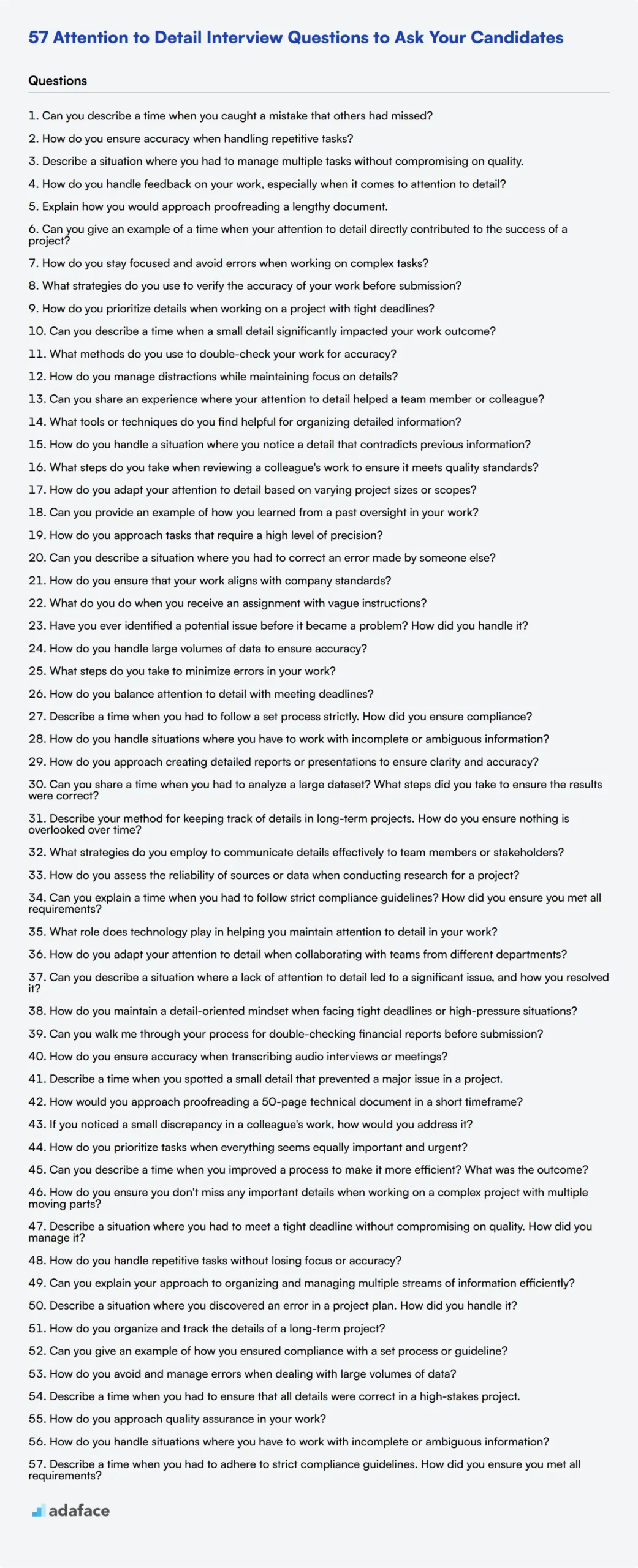 57 Attention To Detail Interview Questions for FREE Printable Attention to Detail Test