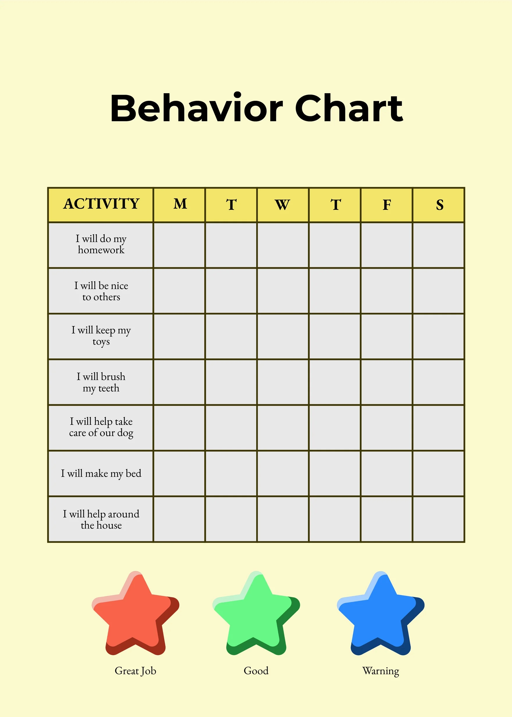6+ Behavior Chart Templates - Pdf, Doc regarding Free Printable Behavior Point Sheets