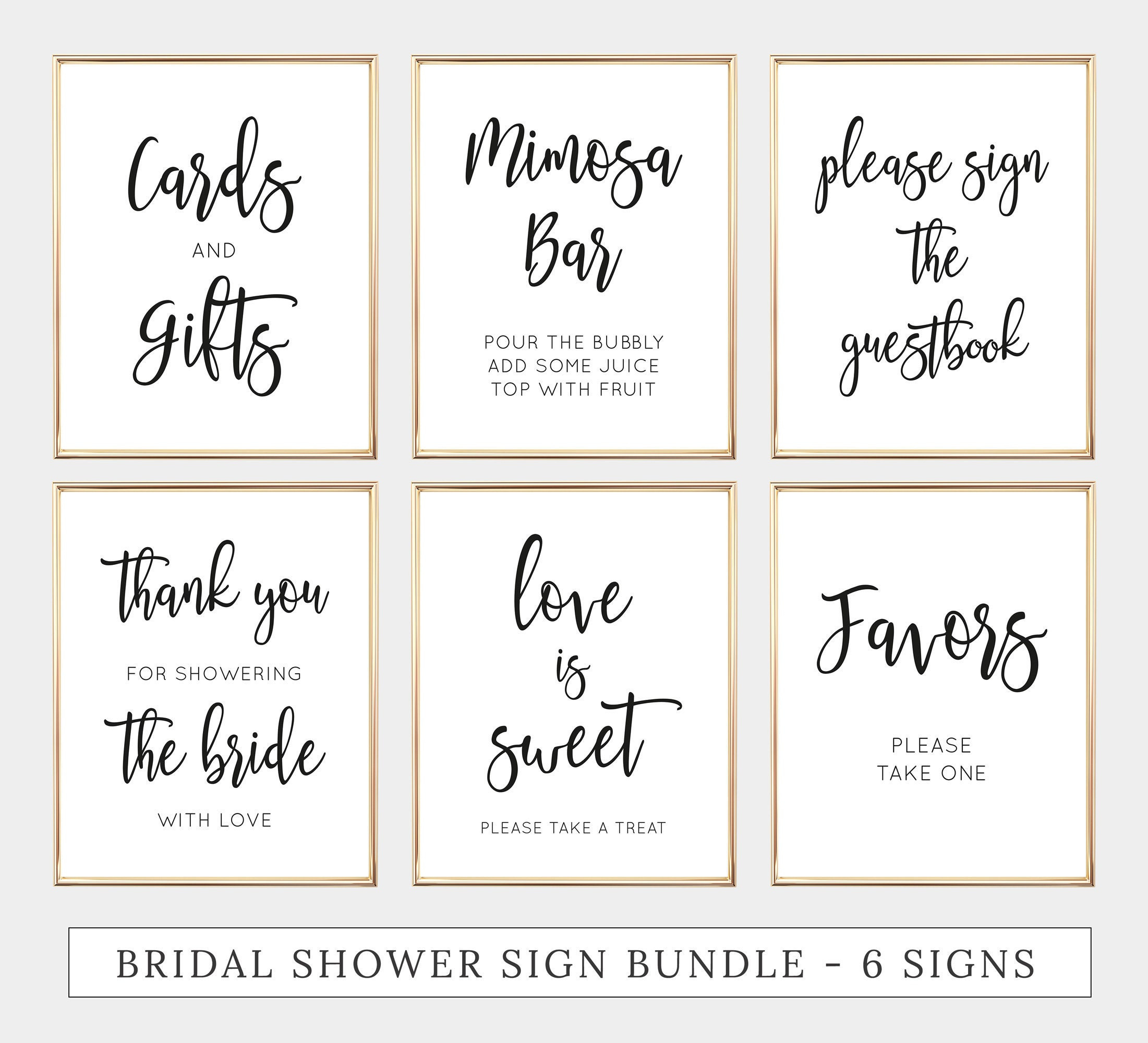 6 Bridal Shower Signs Bundle, Printable Signs, Signage Pack with FREE Printable Bridal Shower Signs