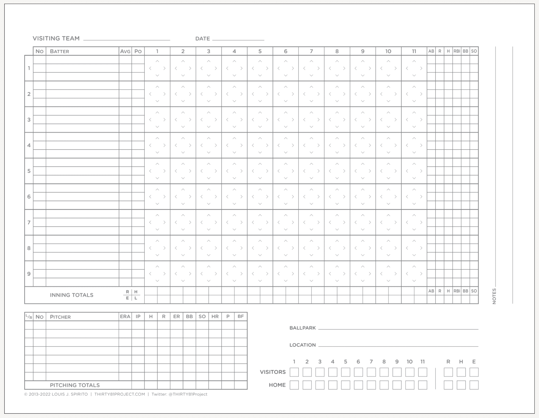 6 Free Printable Baseball Scorecards/Scorebook Pages pertaining to Free Printable Baseball Score Sheet Template